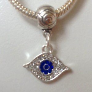 Sterling Silver Plated Dangling EYE Charm Bead For European Style Charm Bracelet